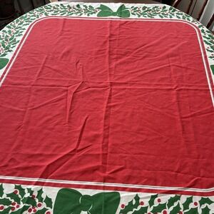 Vintage Vera Neumann Christmas Holly Tablecloth Red Green Holiday